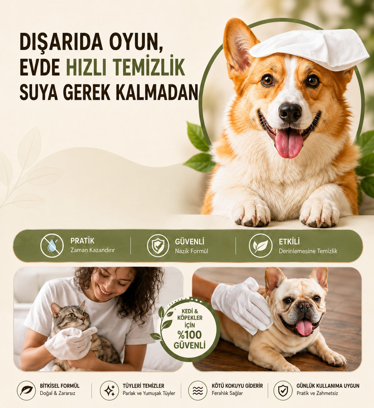 Purelix™ Islak Temizlik ve Bakım Eldiveni Çift Taraflı